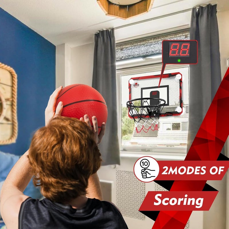 BOHEN Indoor Mini Basketball Hoops with Powerful Suction Cup, Stick to Windows, Wooden Doors, Smooth Walls - Basketball Backboard Indoor Bedroom Office for Kids Teens Adults - Image 3